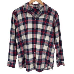 Eddie Bauer Boyfriend Fit Button Up Long Sleeve Flannel Shirt Women Medium Plaid